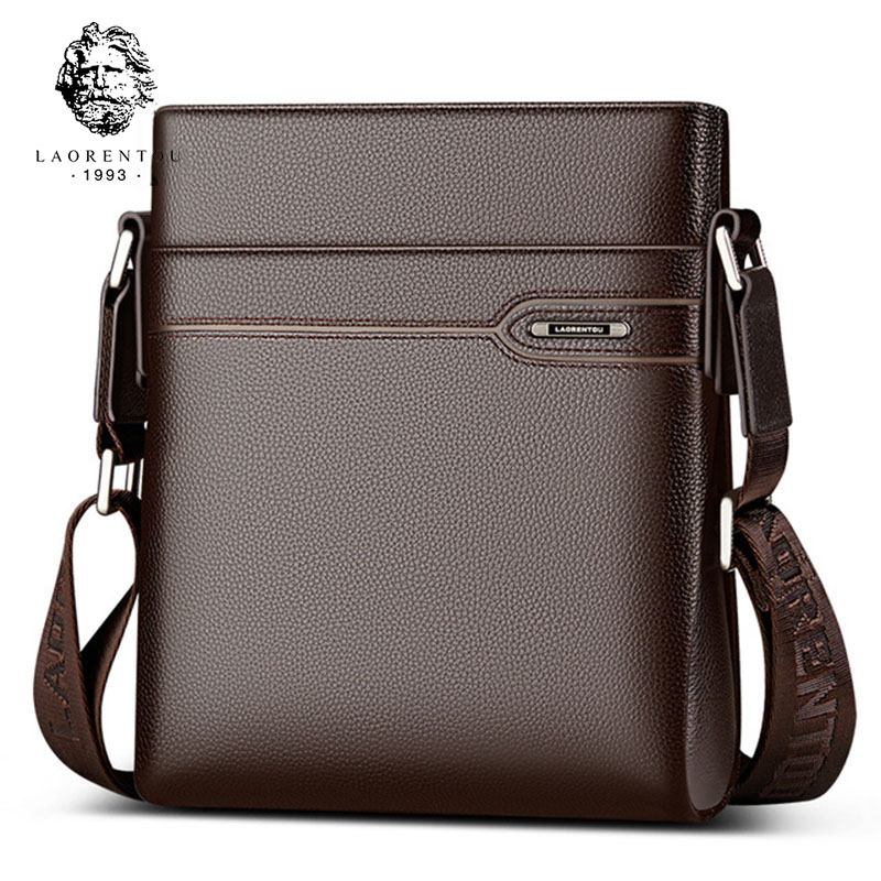 Leather Work Bag Men - LAORENTOU Bolsa crossbody masculina de couro