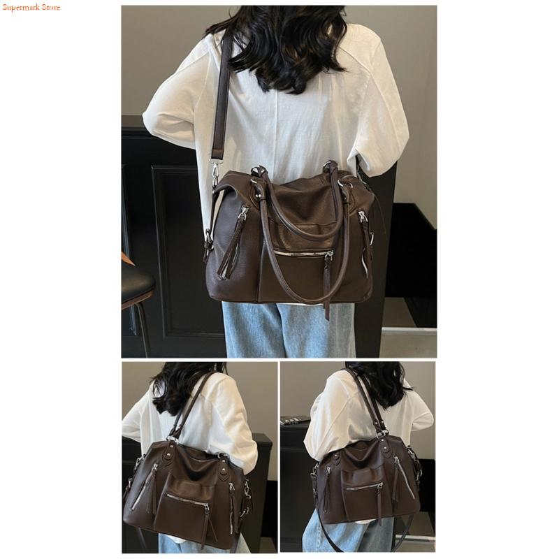 Leather Work Duffle Bag - Q5we multiuso axilas saco retro estética