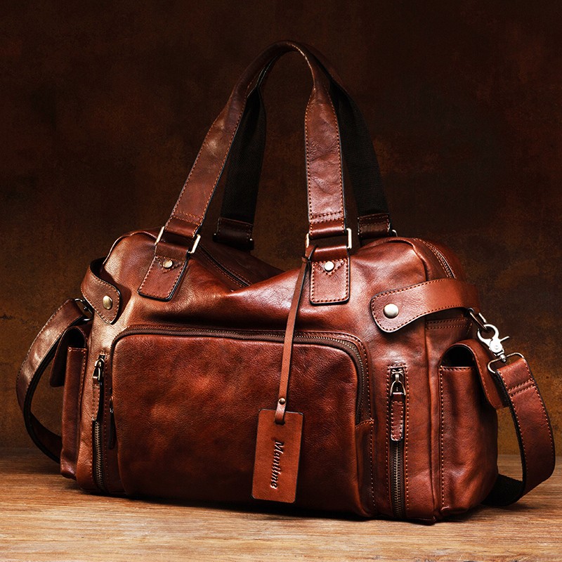 Leather Work Bag Men - Bolsa masculina de borracha de couro