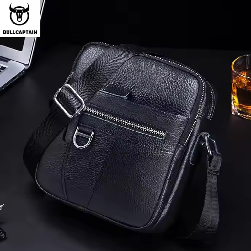 Leatherwork Letters - Bullcaptain bolsa mensageiro de couro masculina,
