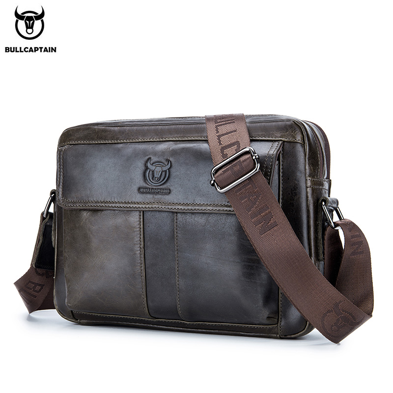 Leather Work Bag Men - Bullcaptain bolsa crossbody masculina de couro