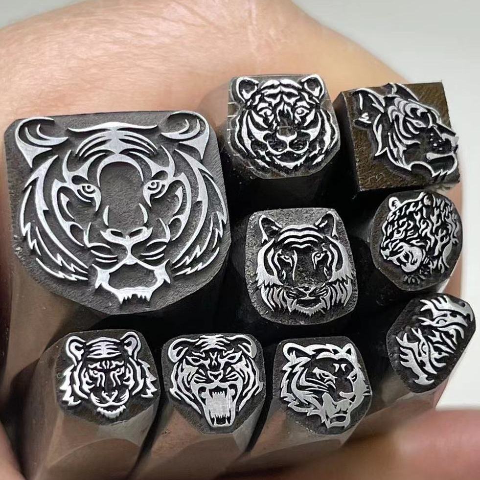 Leatherwork Punch - Cabeça de tigre design metal perfurador