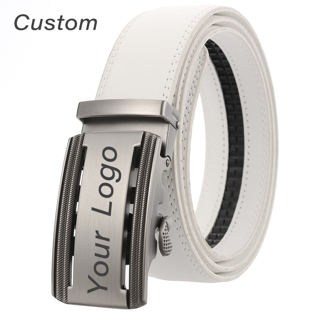 Leatherwork Belt - Cinto de couro branco masculino personalizado,