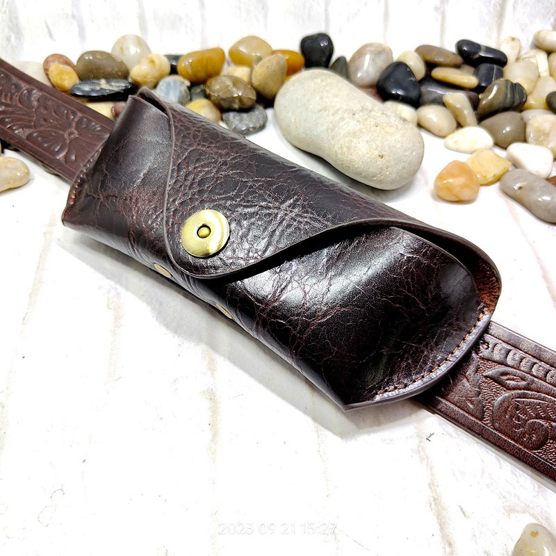 Leatherwork Belt - Blongk-estojo de couro genuíno para óculos