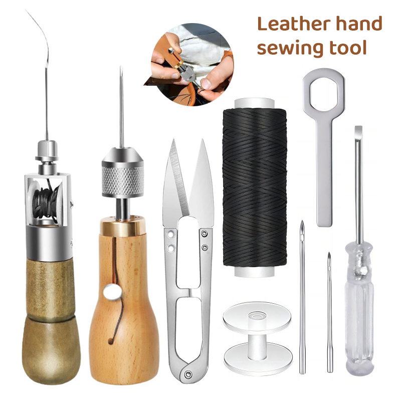 Leatherwork Kit - 8 pçs/set diy linha de costura