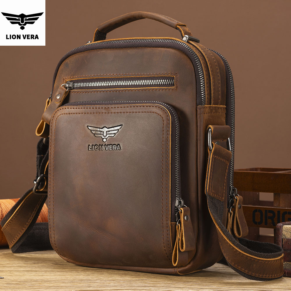Leather Work Bag Men - LION VERA Bolsa de ombro masculina