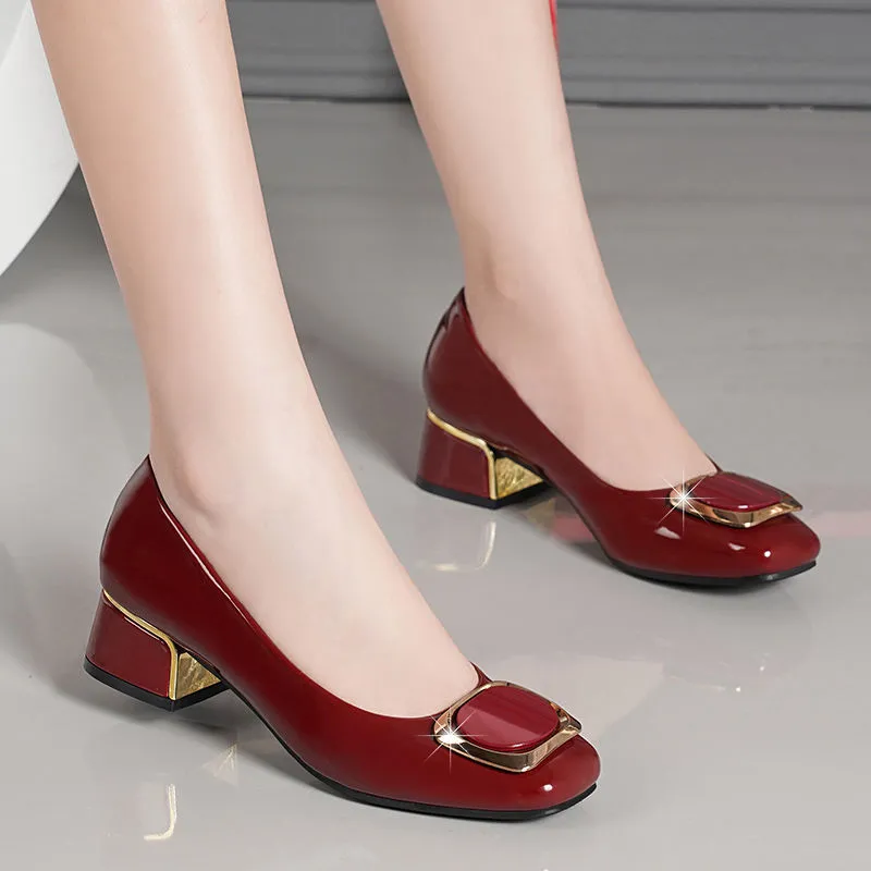 Leatherworking Classic - Sapatos de salto quadrado para mulheres,