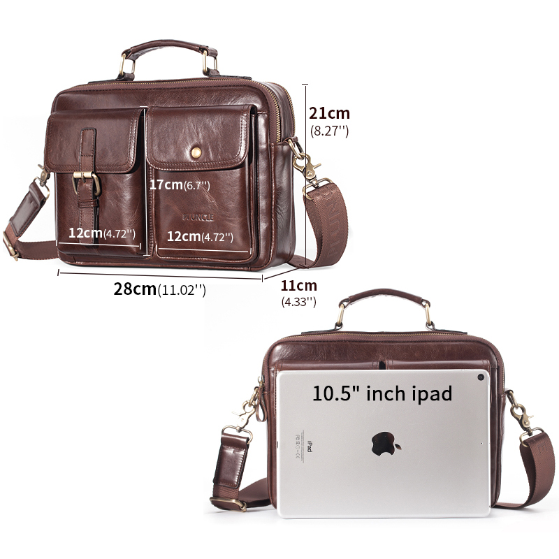 Bolsa de ombro de couro genuín - Leather Work Bag Men avaliação e preço
