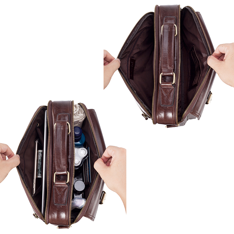 Bolsa de ombro de couro genuín - Leather Work Bag Men avaliação e preço