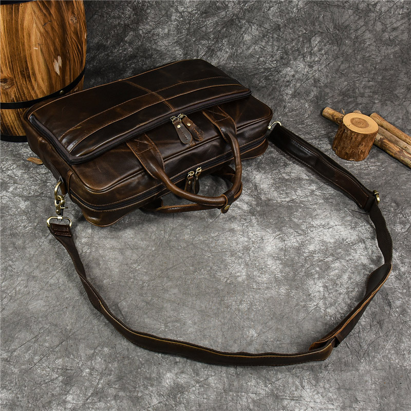Bolsa De Couro Genuíno De Luxo - Leather Work Bag Men avaliação e preço