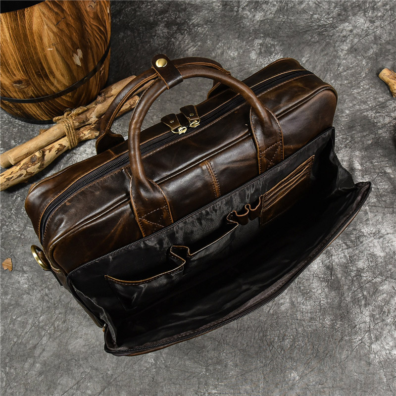 Bolsa De Couro Genuíno De Luxo - Leather Work Bag Men avaliação e preço