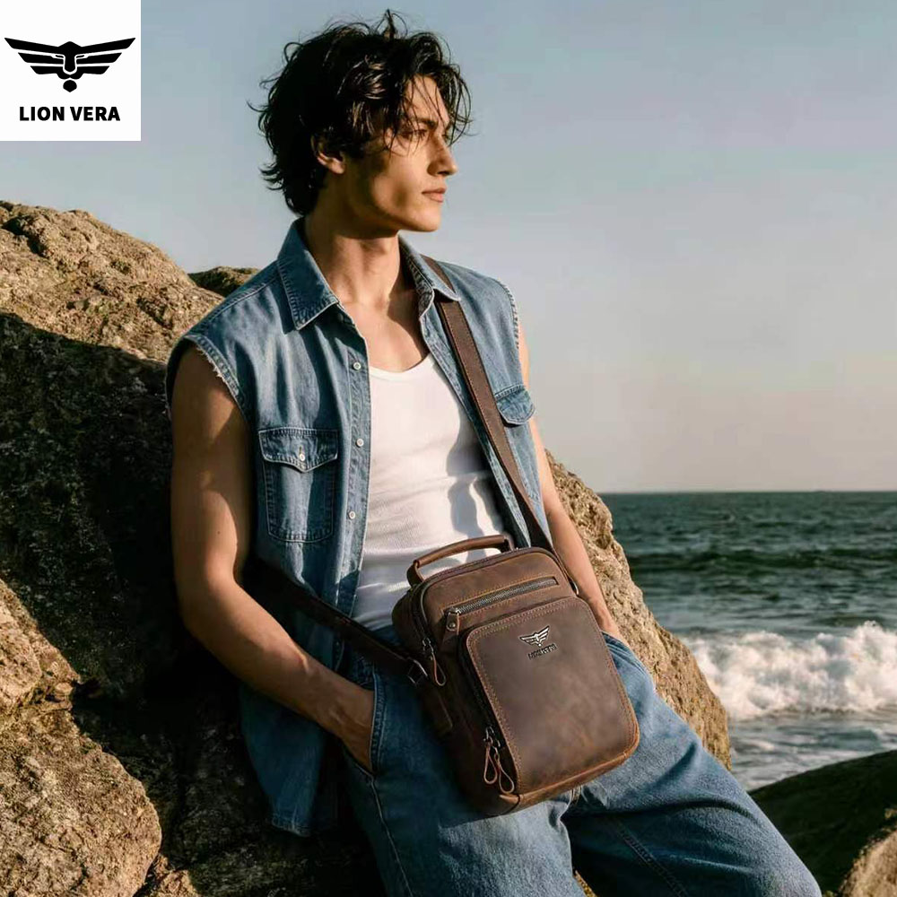 LION VERA Bolsa de ombro mascu - Leather Work Bag Men avaliação e preço