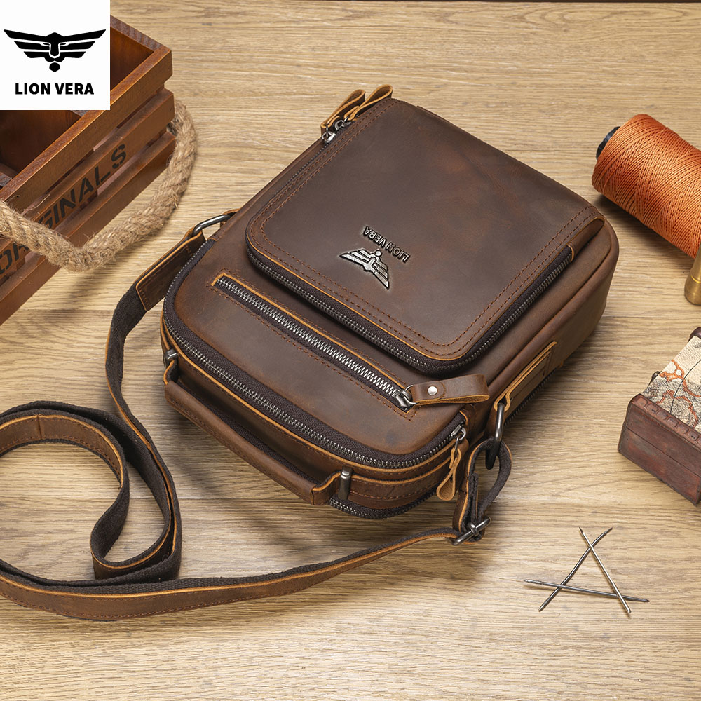 LION VERA Bolsa de ombro mascu - Leather Work Bag Men avaliação e preço