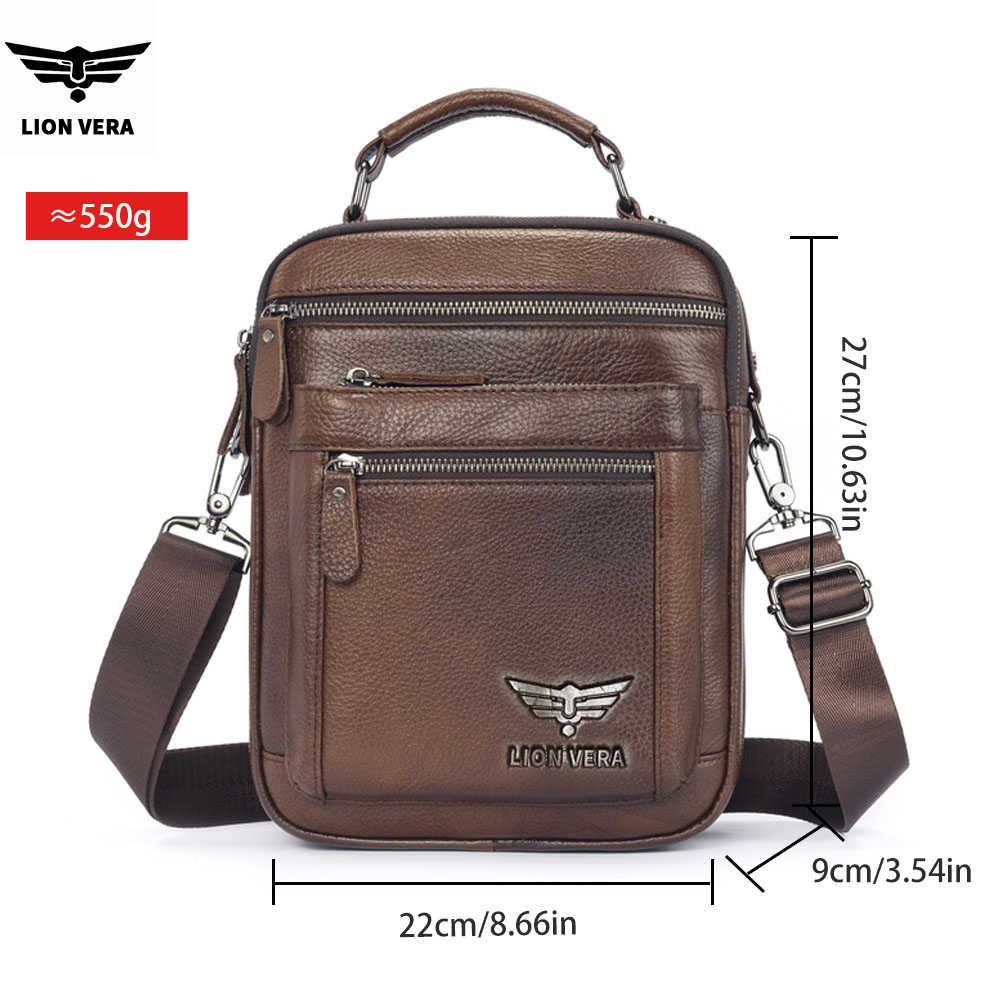 Bolsa de Ombro Masculina LION  - Leather Work Bag Men avaliação e preço