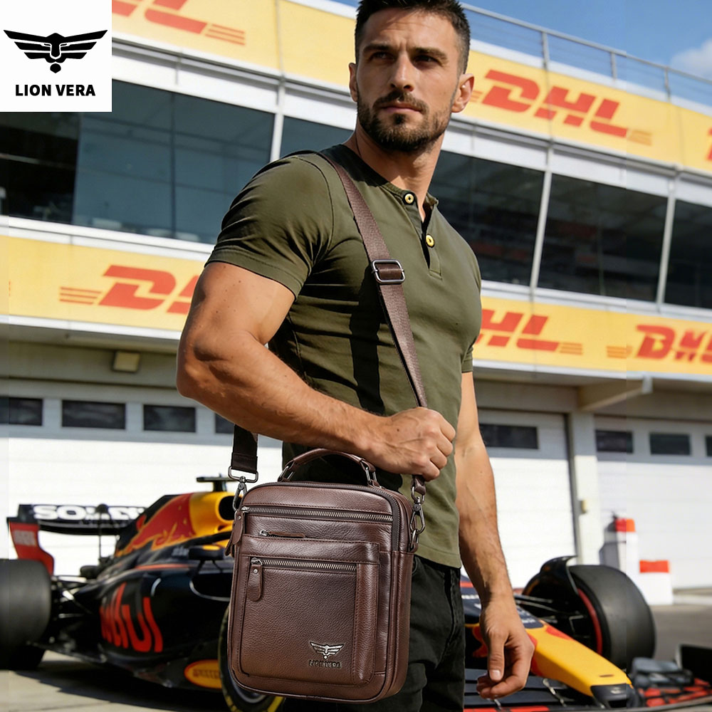 Bolsa de Ombro Masculina LION  - Leather Work Bag Men avaliação e preço